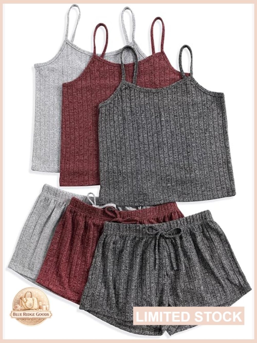 Ribbed Pajama Set Crop Top Shorts Button Lounge Set Sleeveless Pjs Sleepwear